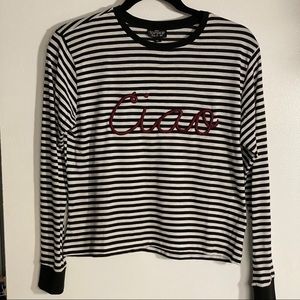 Petite Topshop Long Sleeve Black/White Stripe sz 4